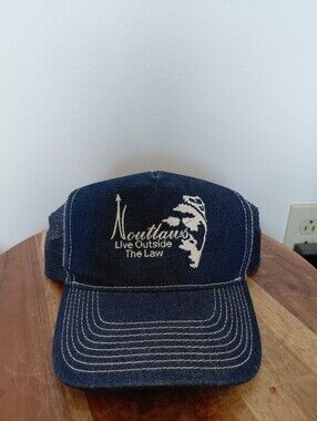 Outlaws Live Outside The Laws Dark Blue Trucker Hat OS